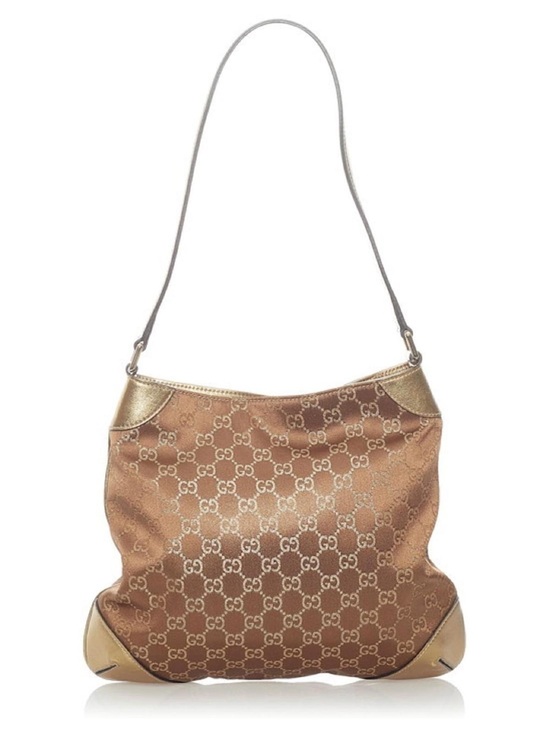 Gucci Handbags - Gucci Brown Gold GG Monogram Shoulder Bag